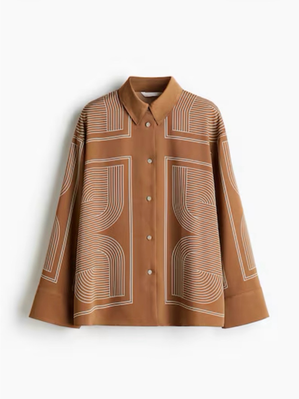 H&M Brown Geometric-Print Women's Pants & Shirt Set